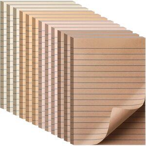 12 Pads Brown Boho Sticky Notes 4x6 with Line, Lined Self Stick Notes Pads Boho